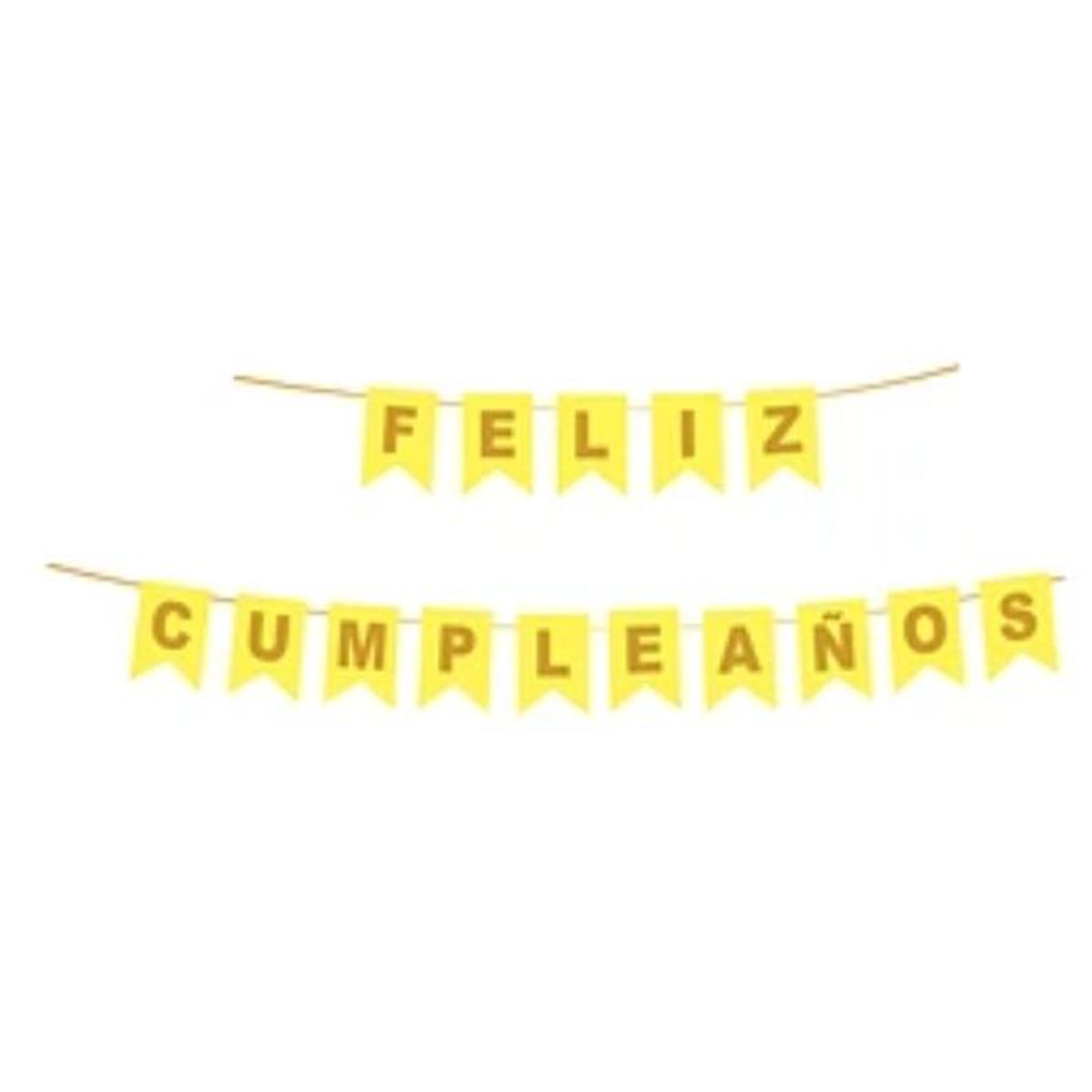 GENERICO - Guirnalda feliz cumpleaños color amarillo 3m