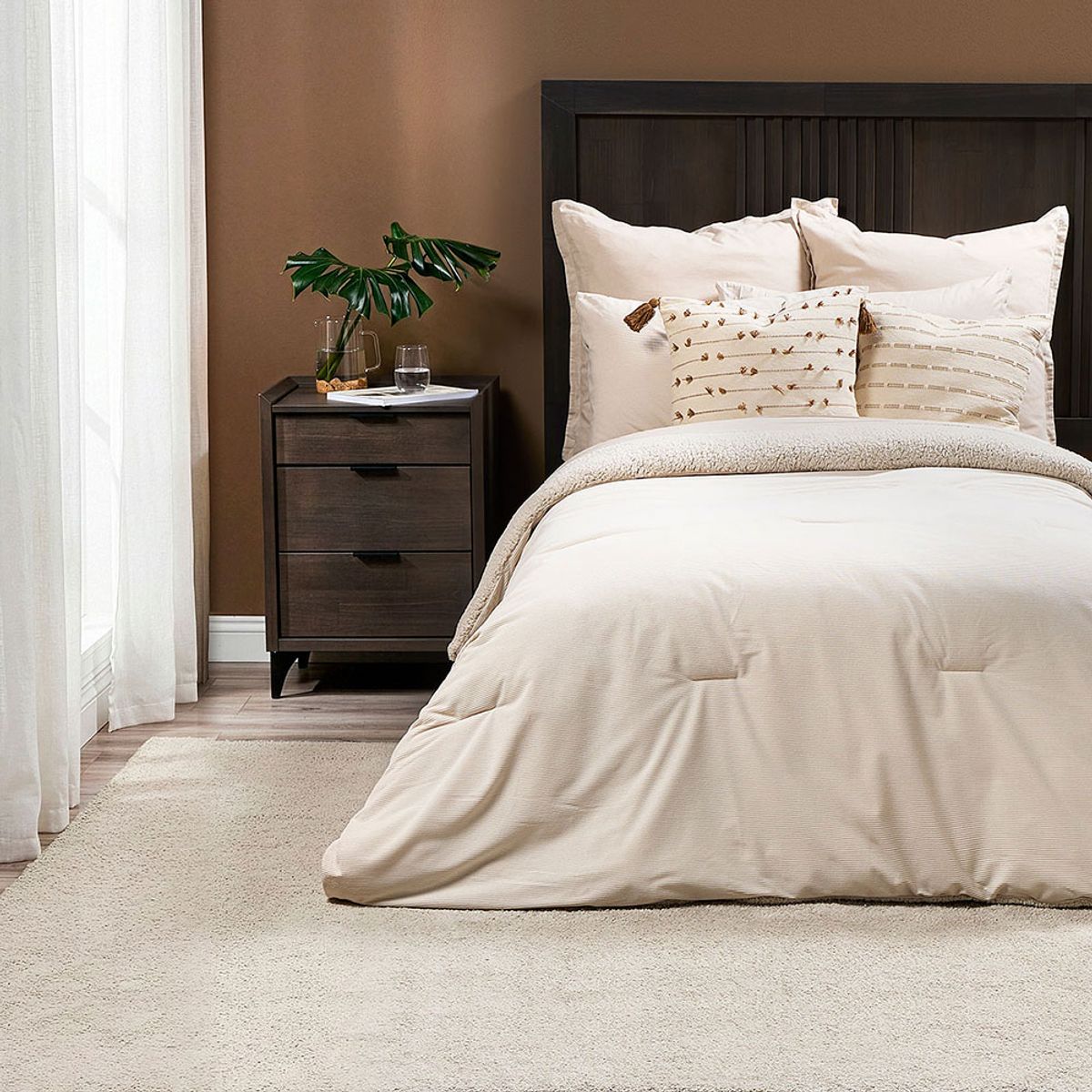 ROSEN - Plumón Alaska Sherpa Cord Latte 1.5 Plazas