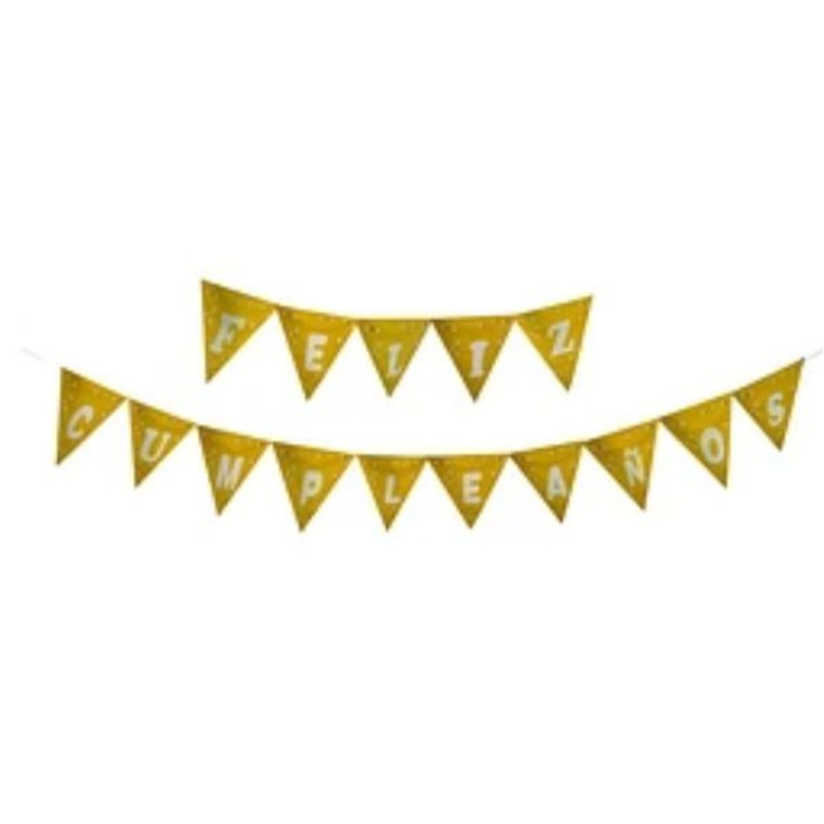 GENERICO - Banderín feliz cumpleaños dorado 5m