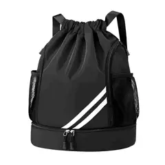 GENERICO - Ochila De Baloncesto Bolso Con Cordón Bolsa De Equitación Negro Lisa BELUG