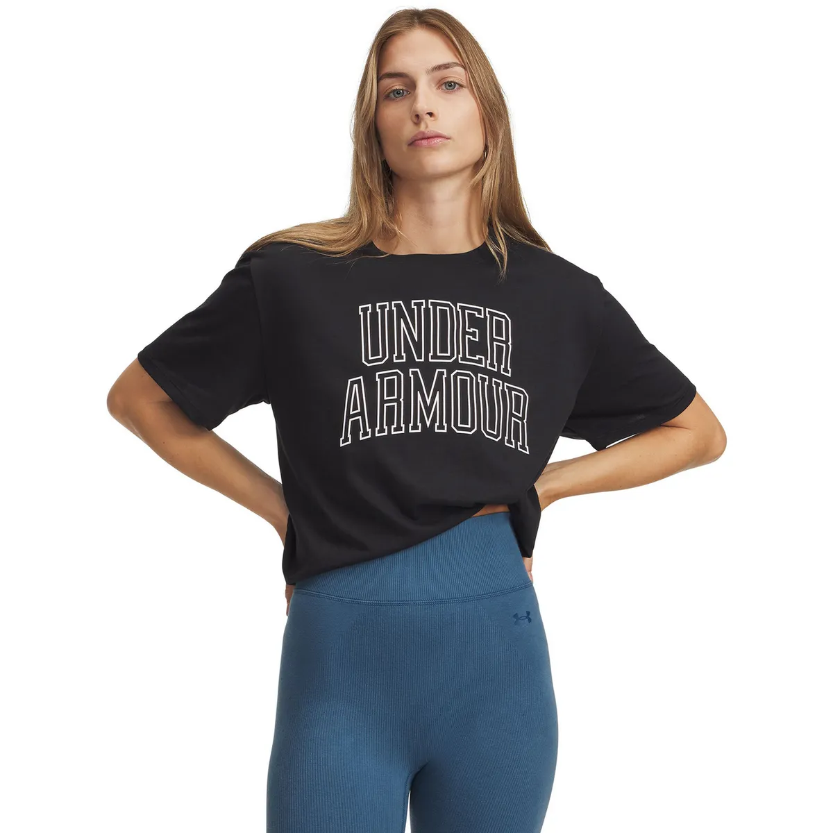 UNDER ARMOUR - Polera M/C Mujer Rival Oversized Campus Polera Negro UNDER ARMOUR