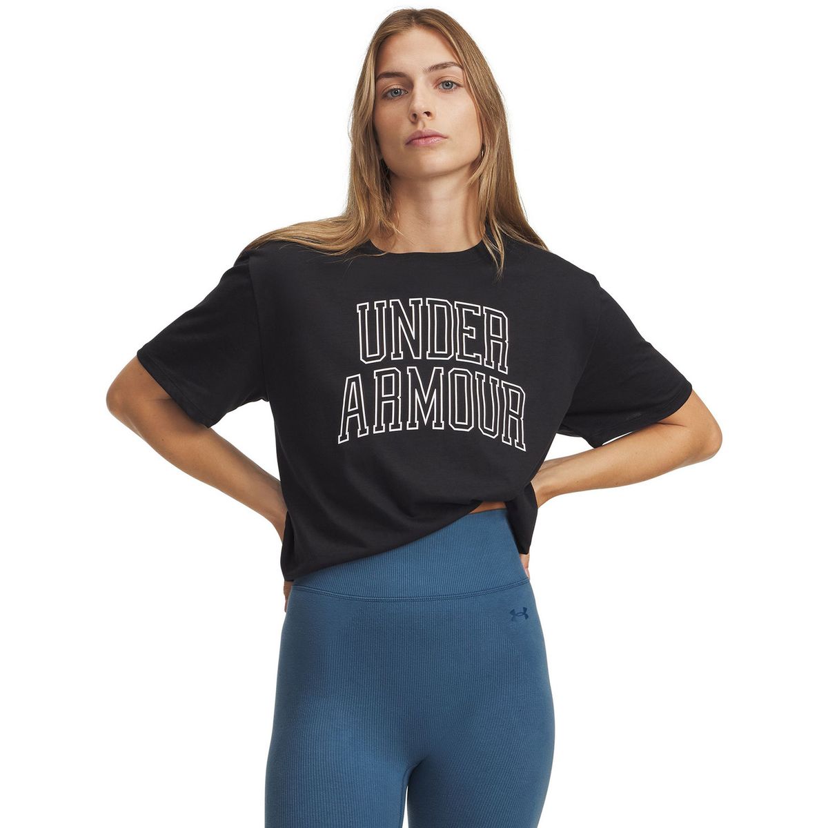 UNDER ARMOUR - Polera M/C Mujer Rival Oversized Campus Polera Negro UNDER ARMOUR