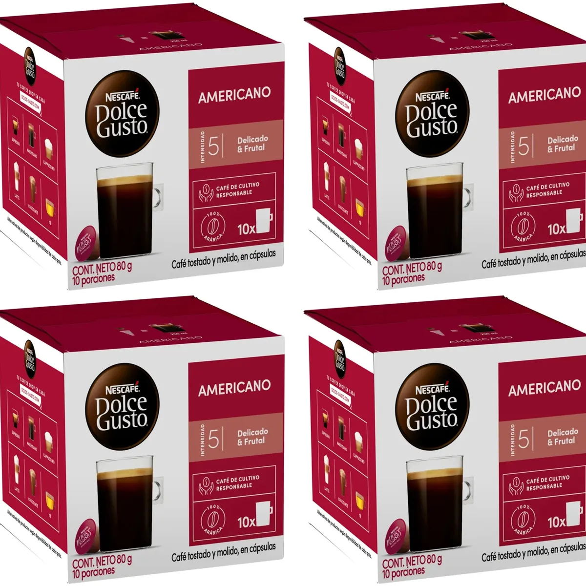 DOLCE GUSTO - Pack 4 Café Nescafé Dolce Gusto® Americano 10 Cápsulas