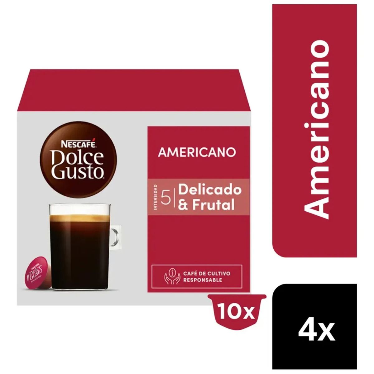 DOLCE GUSTO - Pack 4 Café Nescafé Dolce Gusto® Americano 10 Cápsulas