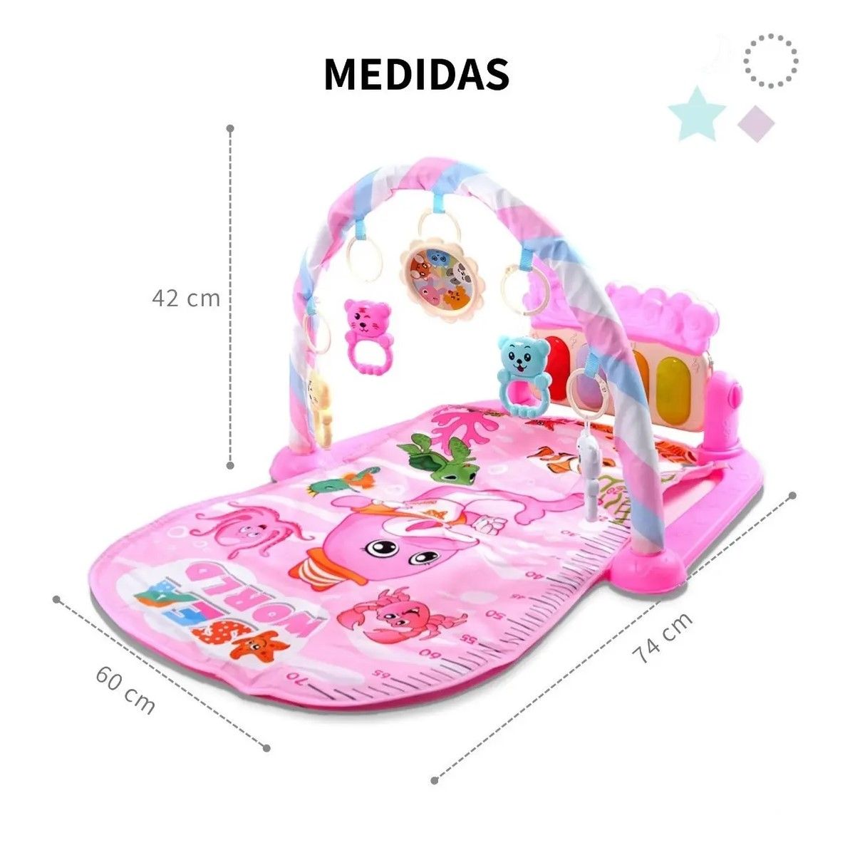 GENERICO - Gimnasio Para Bebe Didactico Tapete Juego Tipo Piano Musical Color Rosa BELUG