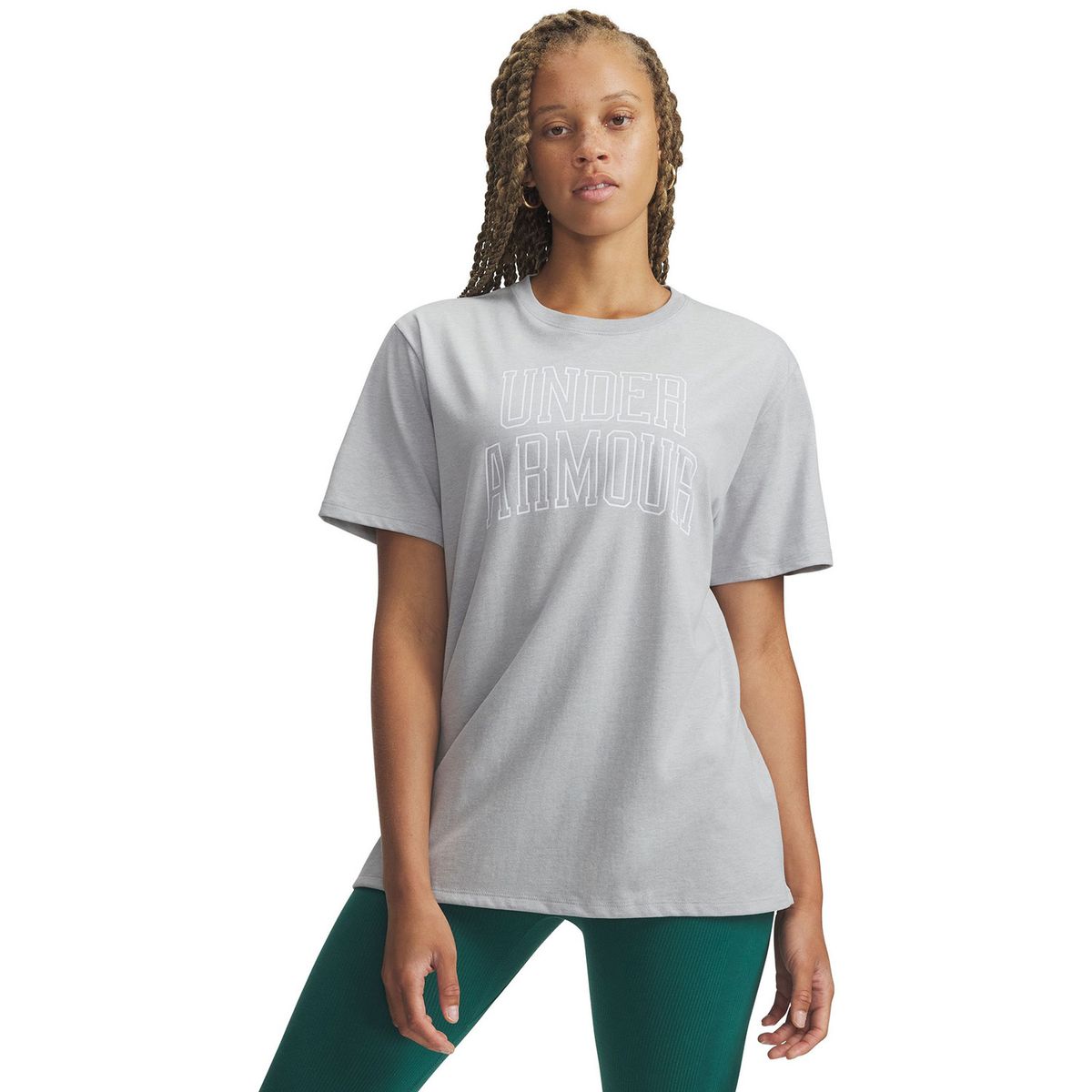 UNDER ARMOUR - Polera M/C Mujer Rival Oversized Campus Polera Gris UNDER ARMOUR
