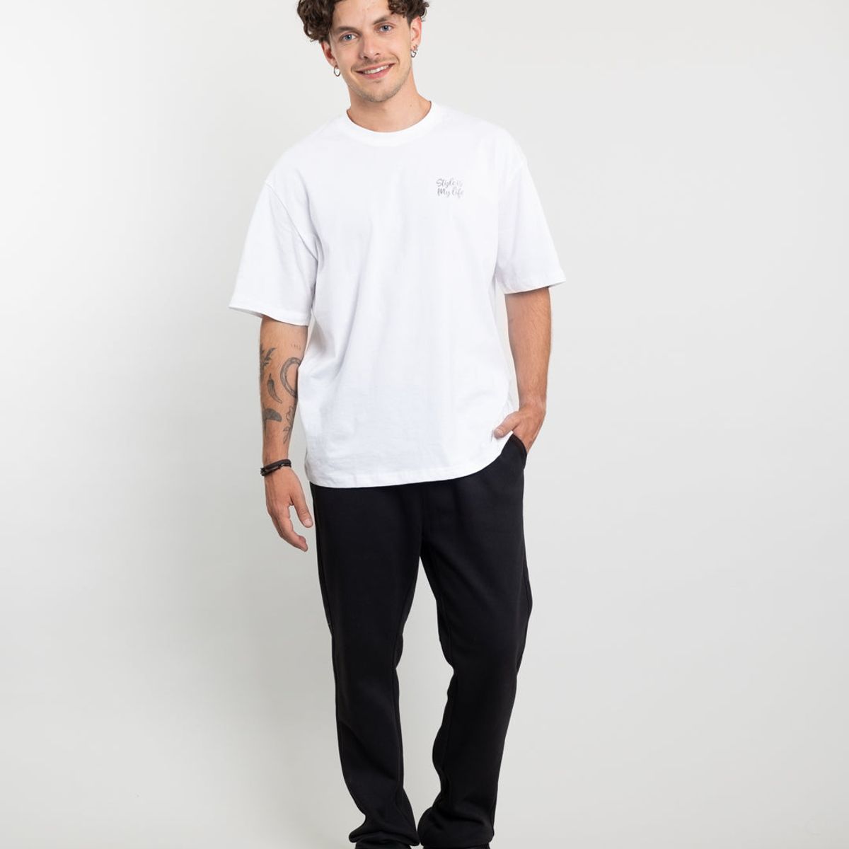 POLEMIC - Jogger franela corte Recto Negro Polemic