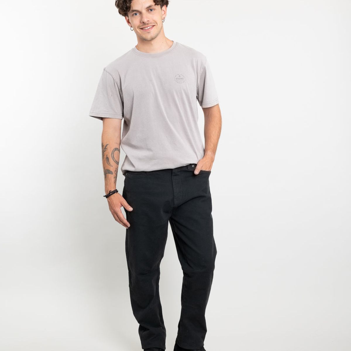 POLEMIC - Pantalon hombre Canvas procesado Negro Polemic