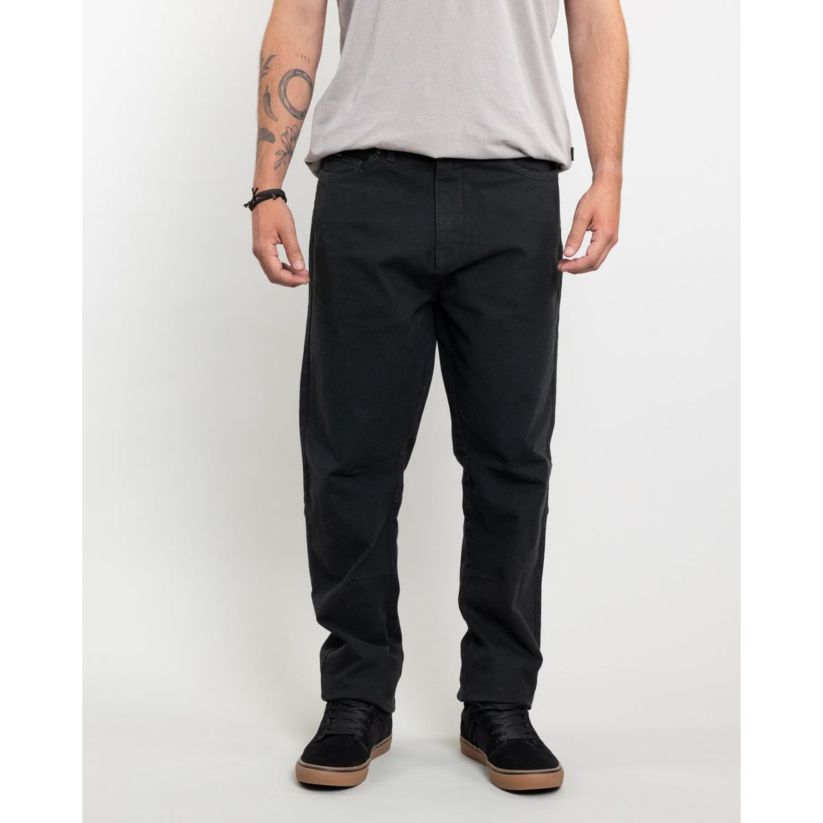 POLEMIC - Pantalon hombre Canvas procesado Negro Polemic