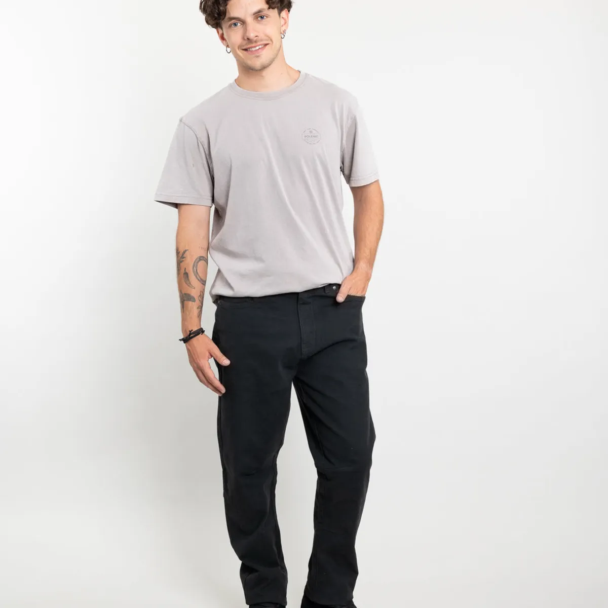 POLEMIC - Pantalon hombre Canvas procesado Negro Polemic