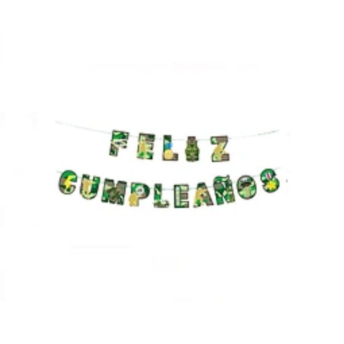 GENERICO - Guirnalda feliz cumpleaños camuflaje militar 5m