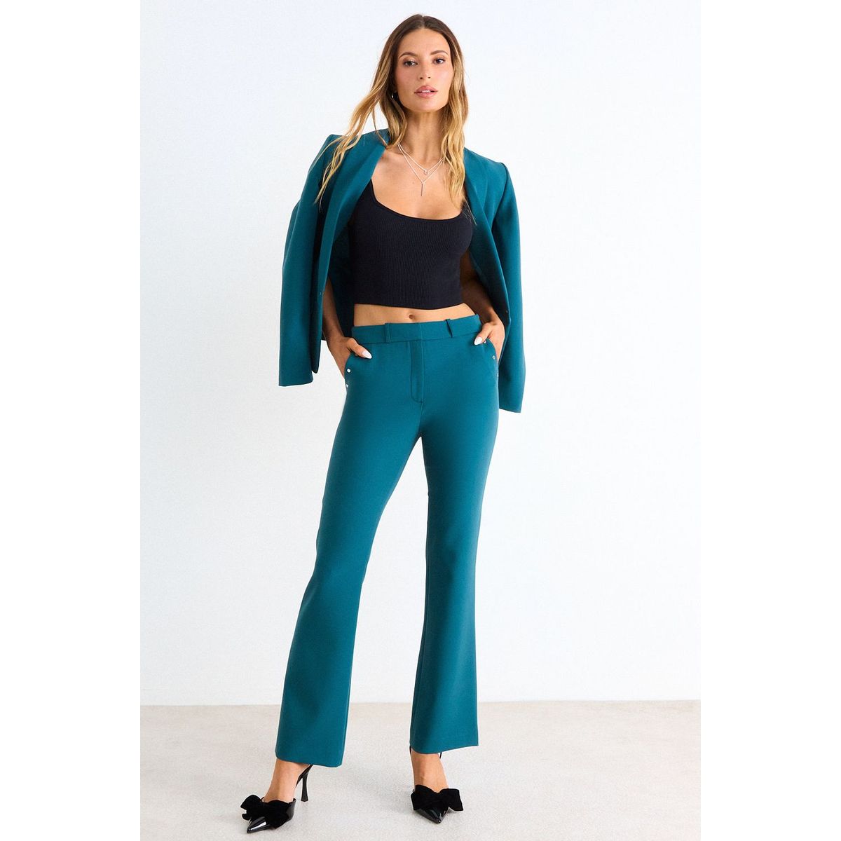 ASH - Pantalon Recto Liso Mujer Verde Ash