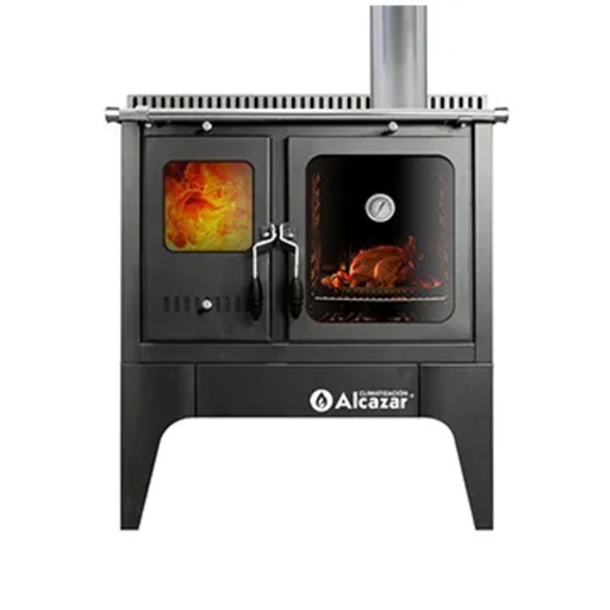 GENERICO - Cocina A Leña combustión Lenta S-900 + Kit Gris Alcazar