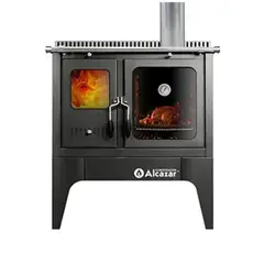 GENERICO - Cocina A Leña combustión Lenta S-900 + Kit Gris Alcazar