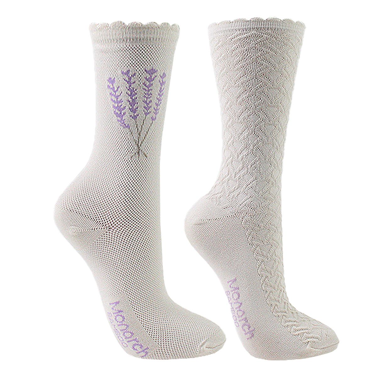 MONARCH - 2 Pares Calcetín Bamboo Ramito Relieve Largo 34 Monarch