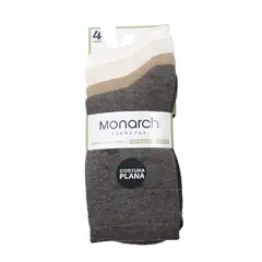 MONARCH - 4 Pares Calcetín Bamboo Puño Suave Kids Largo 24