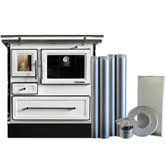 GENERICO - Cocina a leña mueble MZ90 92x62 con kit blanca Alcazar