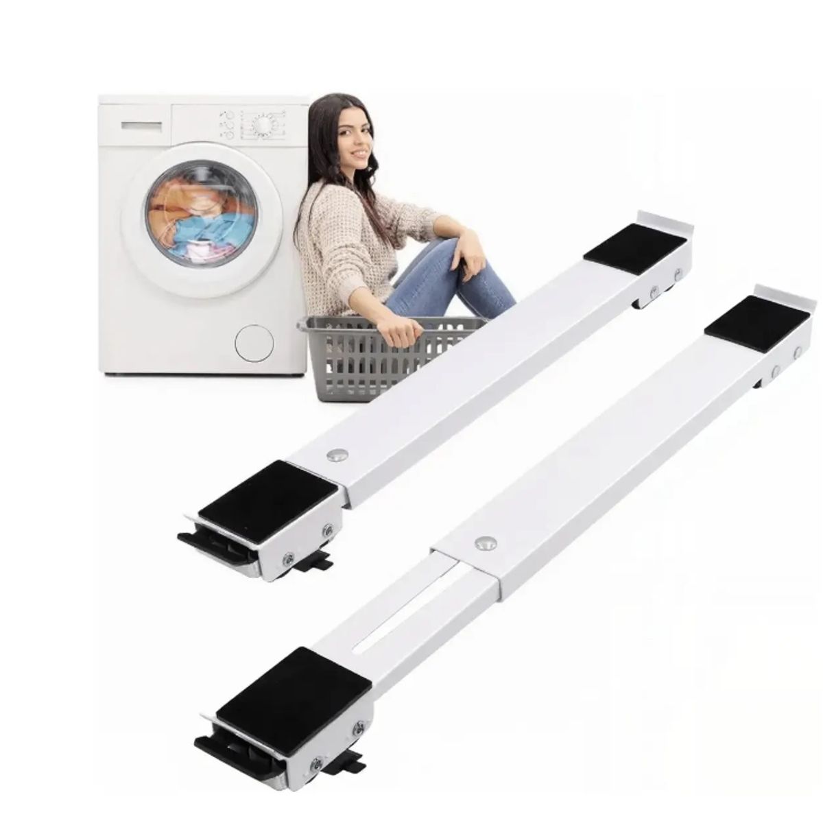 IRM - Pack 2 Ruedas Deslizadoras Lavadora Refrigerador Muebles Ajustable 227kg Antideslizante