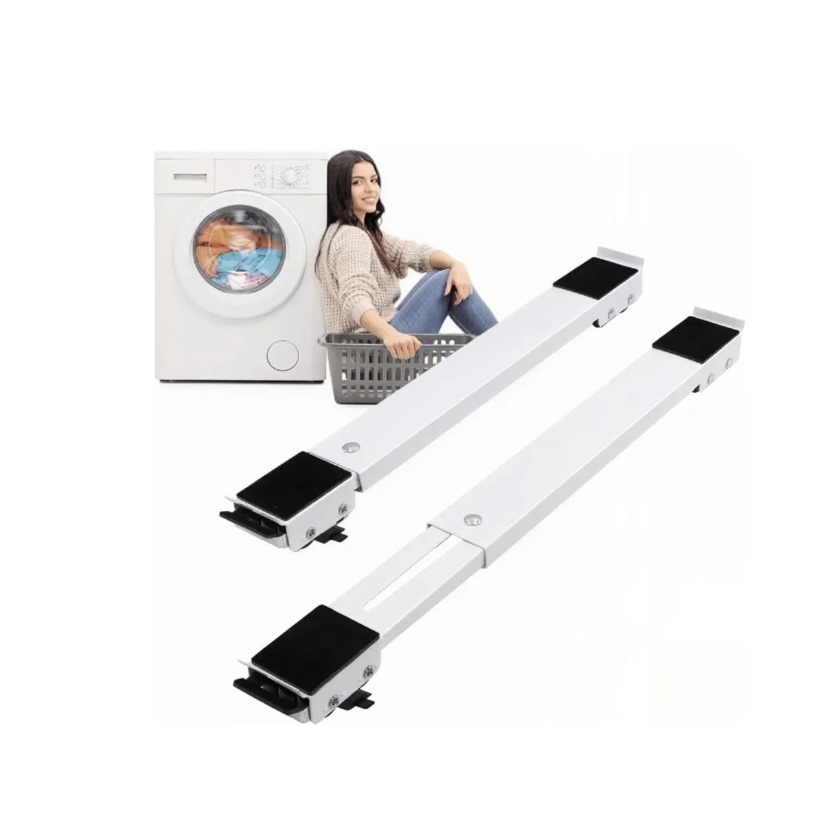IRM - Pack 2 Ruedas Deslizadoras Lavadora Refrigerador Muebles Ajustable 227kg Antideslizante