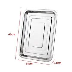 GENERICO - Fuente Rectangular Acero Inoxidable 45X35X3 Cm Cocina