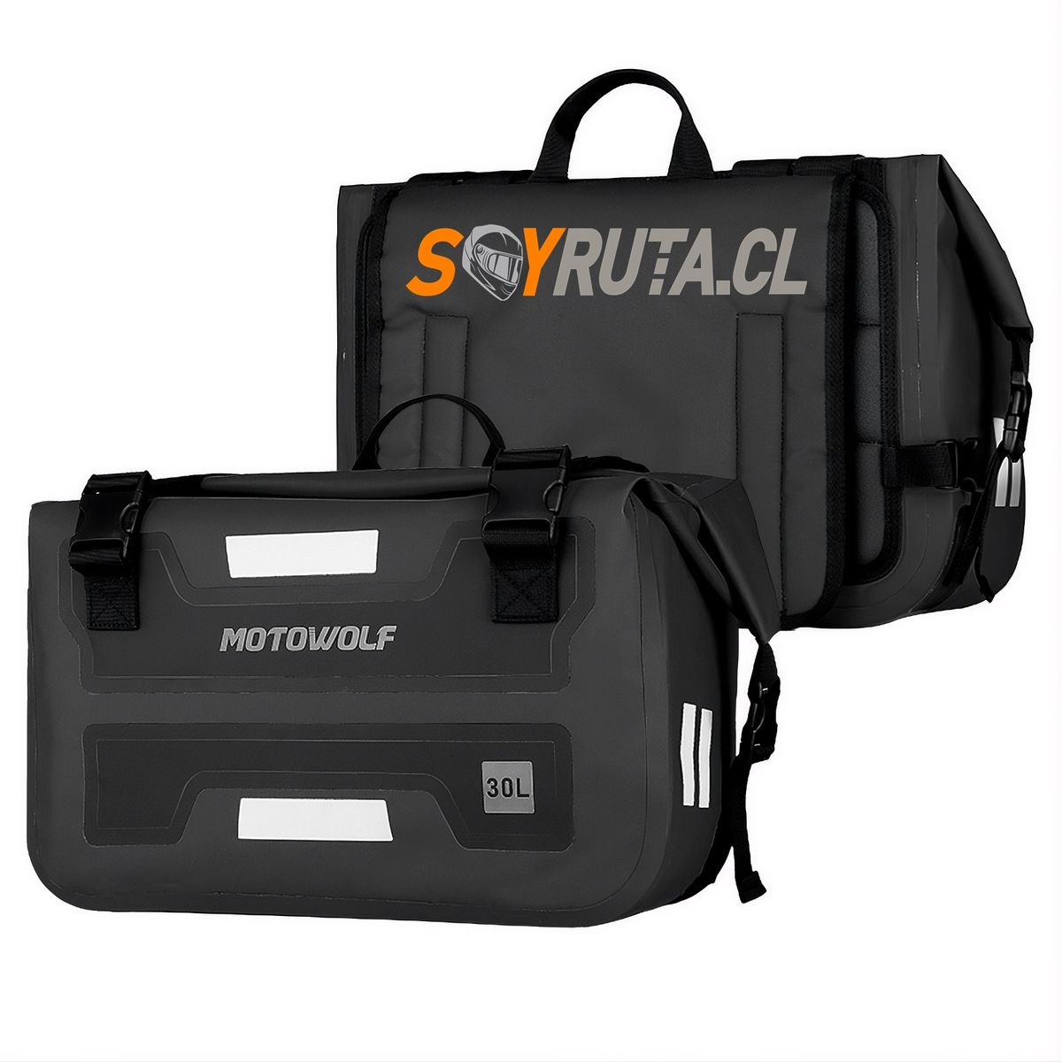 GENERICO - Alforjas Laterales Moto 30L Impermeables Negro