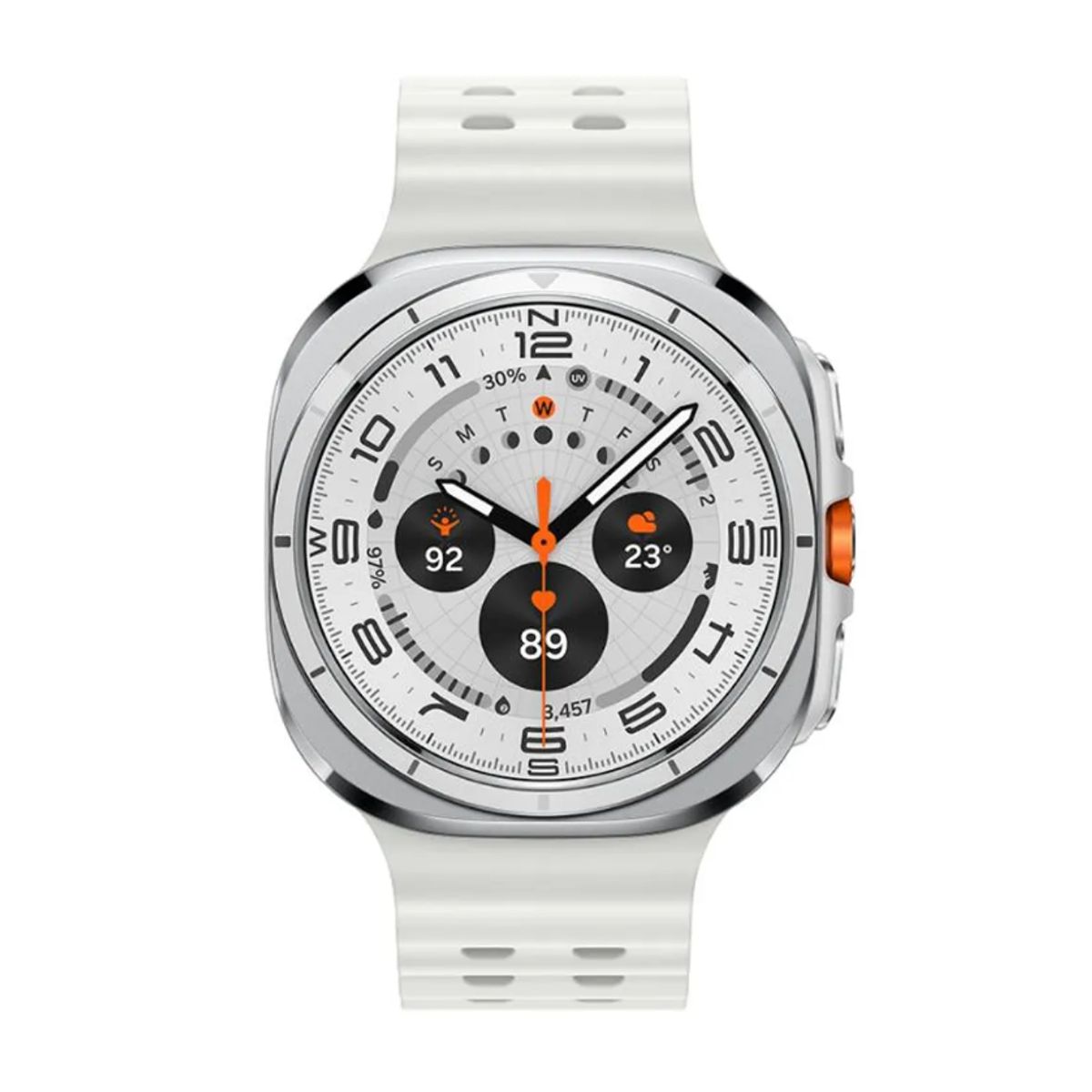 SAMSUNG - Samsung Galaxy Watch Ultra 47mm 4GLTE 202564gb-Titan SilverAb. White Band