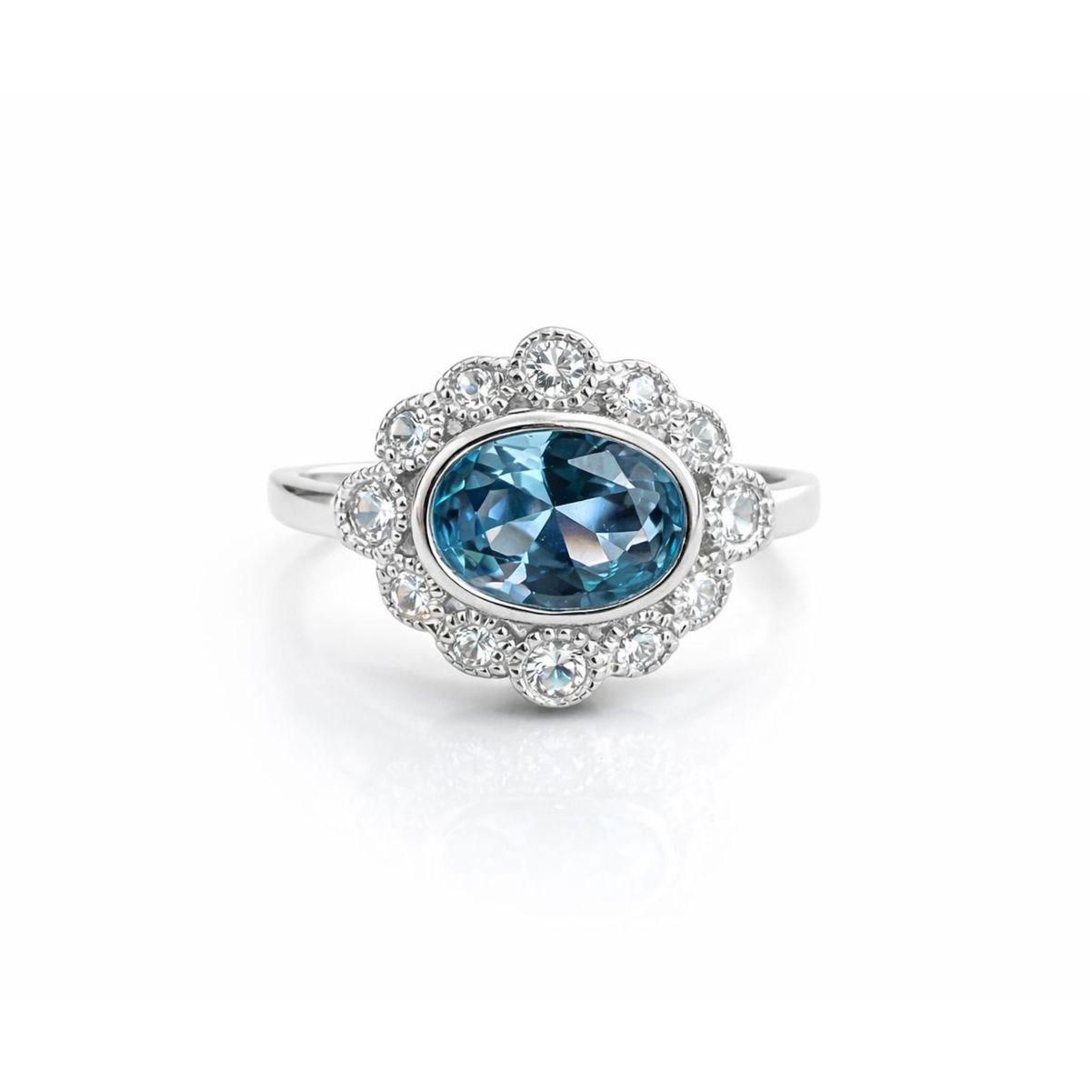 JOYAS LANDEROS - Anillo Agua Marina Ovalado Plata 925
