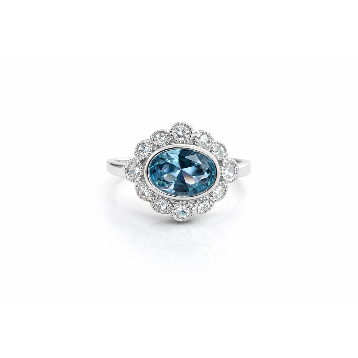 JOYAS LANDEROS - Anillo Agua Marina Ovalado Plata 925