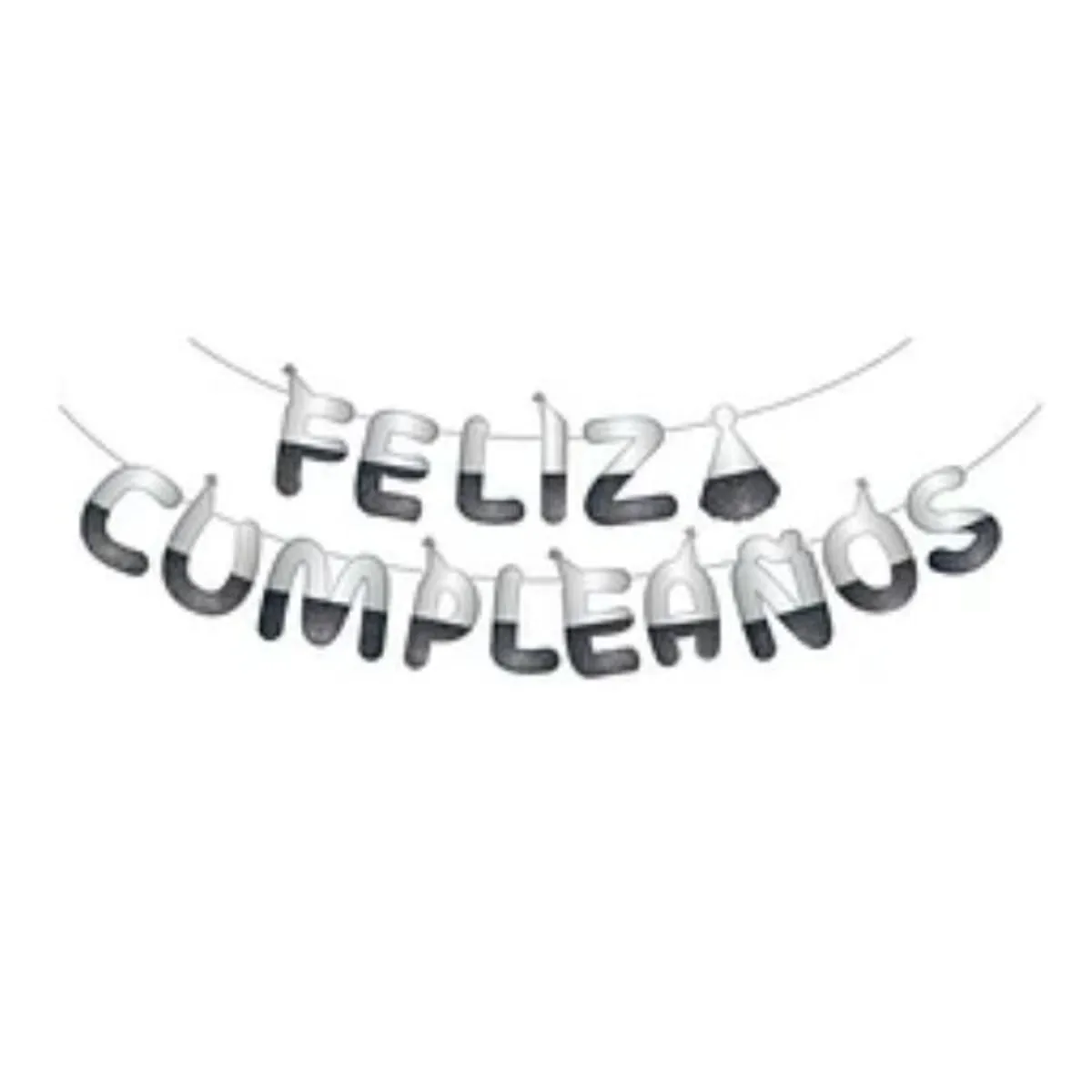 GENERICO - Guirnalda feliz cumpleaños negra 5m