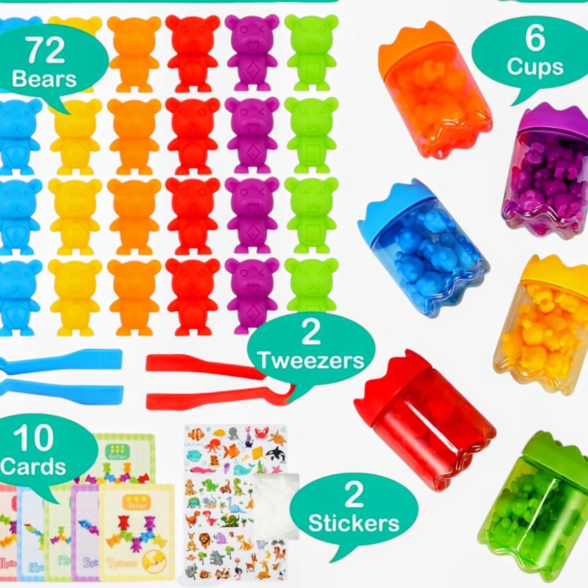 GENERICO - Juego De A aprendizaje Educativo Clasificación Conteo y Apilar Ositos