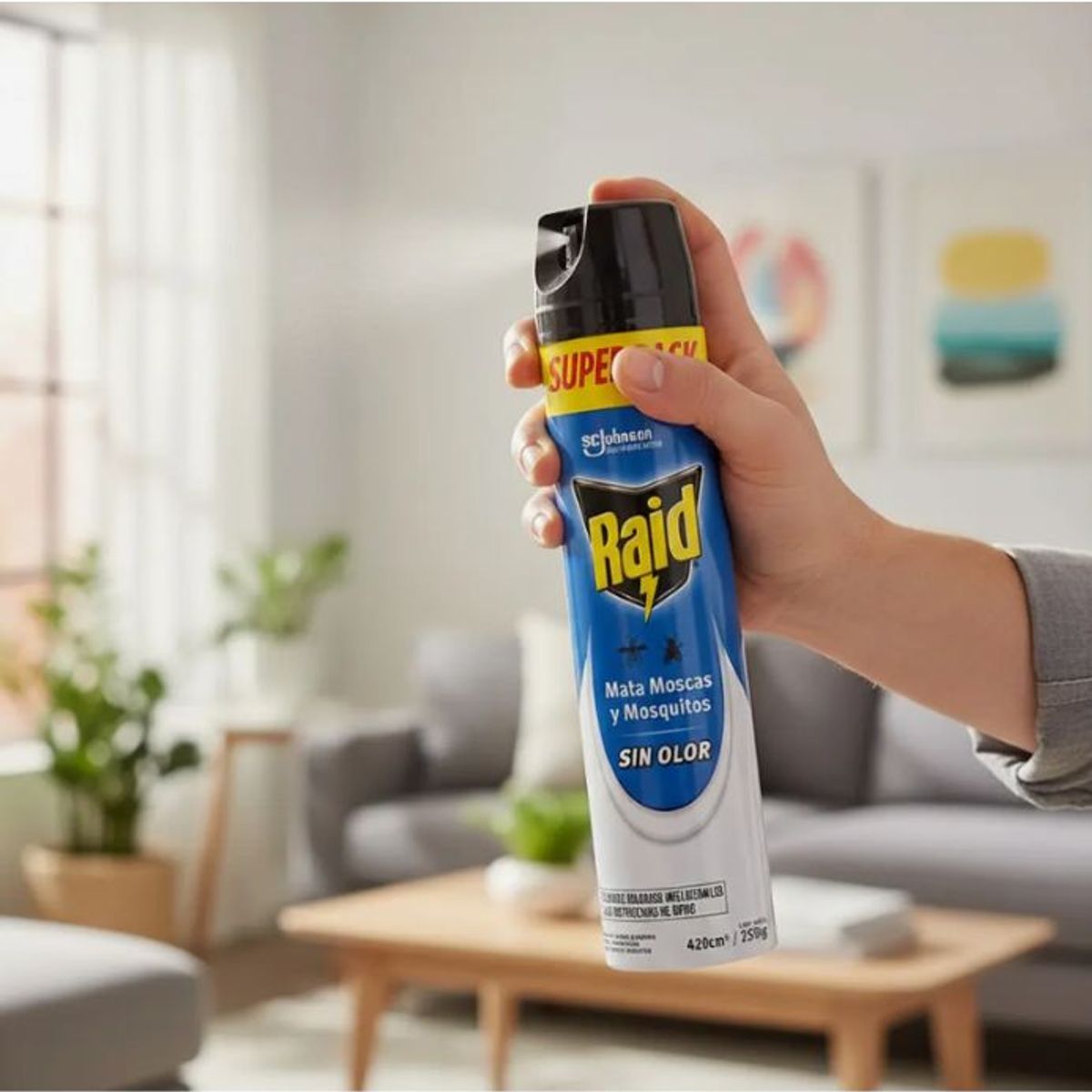 RAID - Raid Insecticida Mata Moscas, Mosquitos y Zancudos Sin Olor 420 cm3