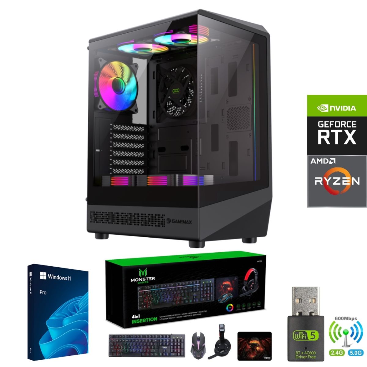 AMD CORP - Pc Gamer AMD Ryzen 5 5500 - 16GB RAM - RTX 3050 - 1TB - Wifi - COC-B