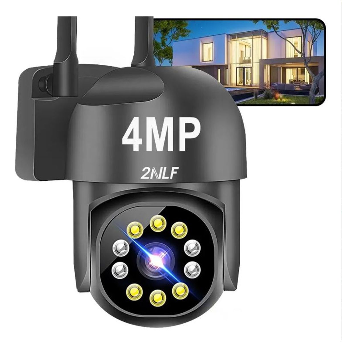 GENERICO - Cámara Seguridad Exterior Wifi ip 360° 1080p Con Led Vision nocturna y Sensor Movimiento
