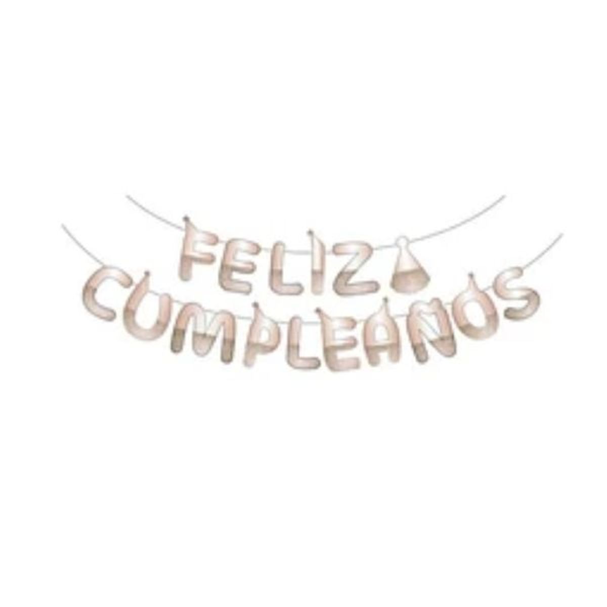 GENERICO - Guirnalda feliz cumpleaños oro rosa 5m