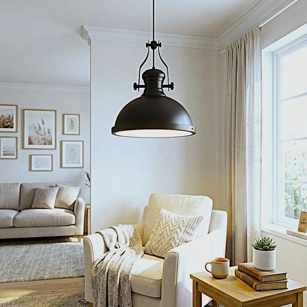 Lámpara Colgante Industrial E 27 con pantalla Difusora, marca WANT - Foto 2