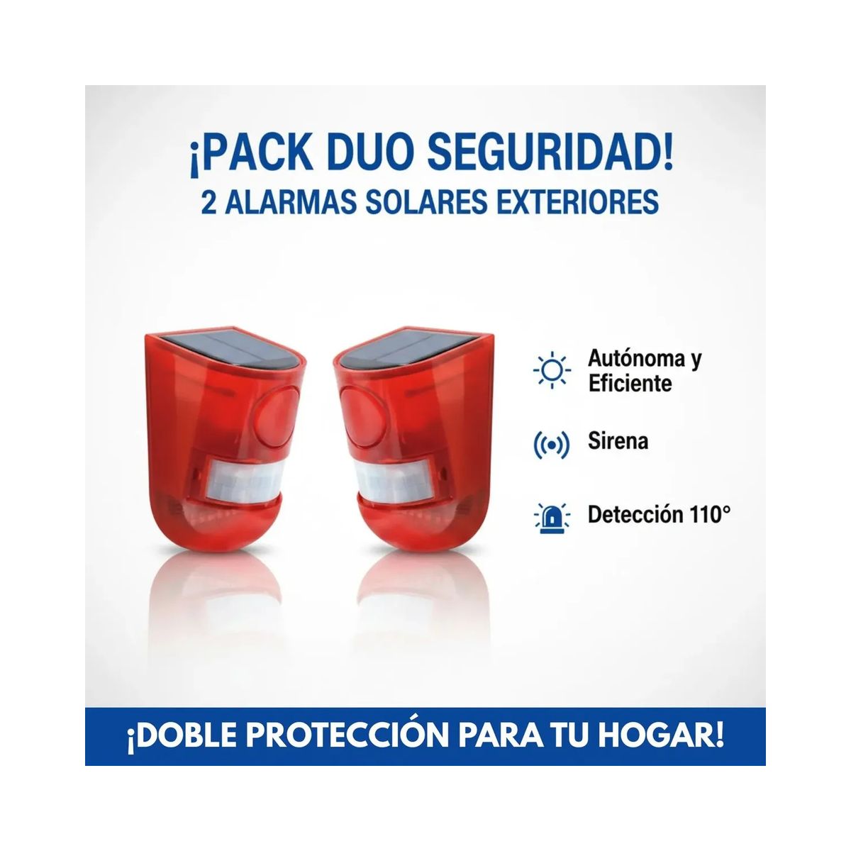 MOVI - Pack de 2 Alarmas solares con sensor de movimiento y luz intermitente
