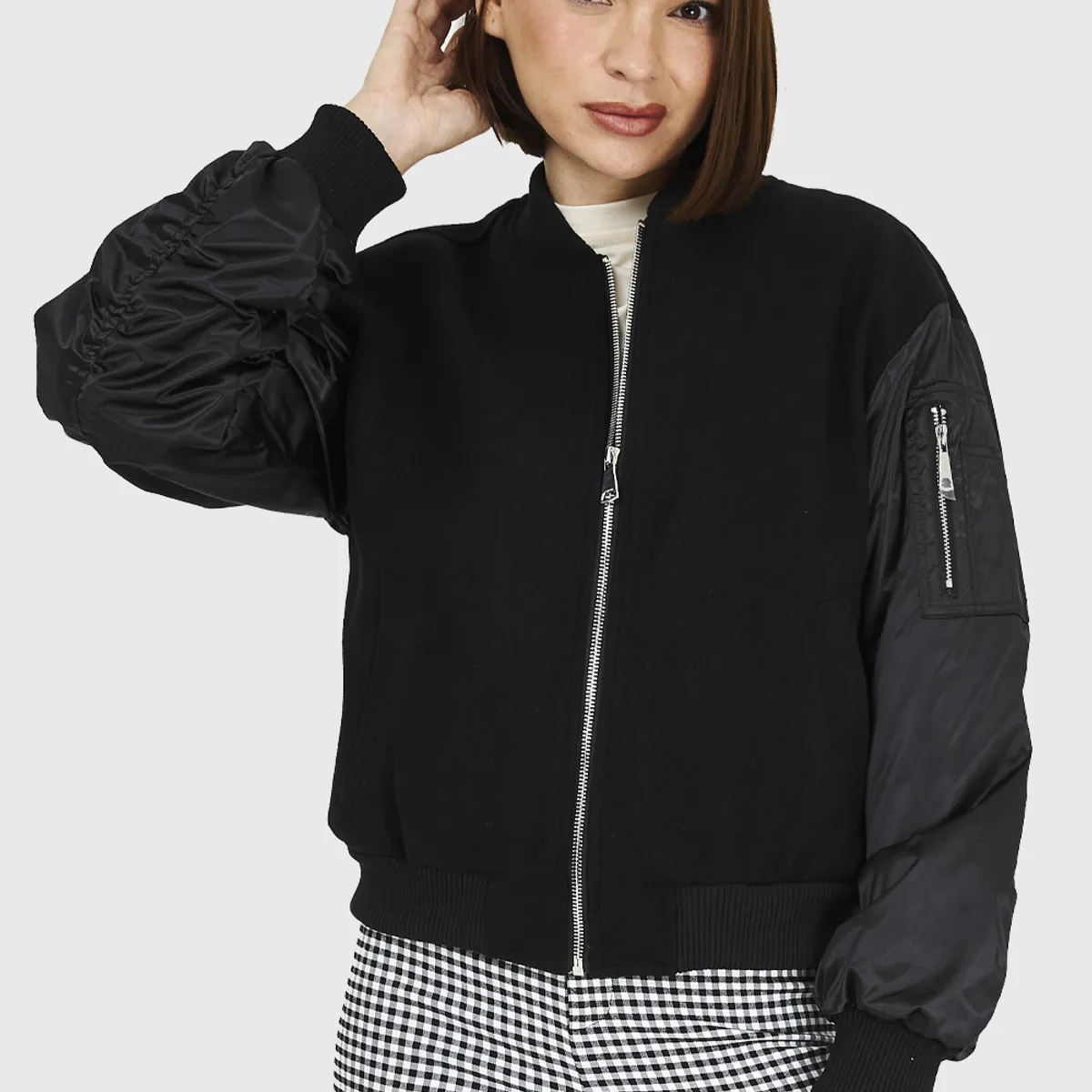 NICOPOLY - Bomber Tipo Lanilla Negro Nicopoly