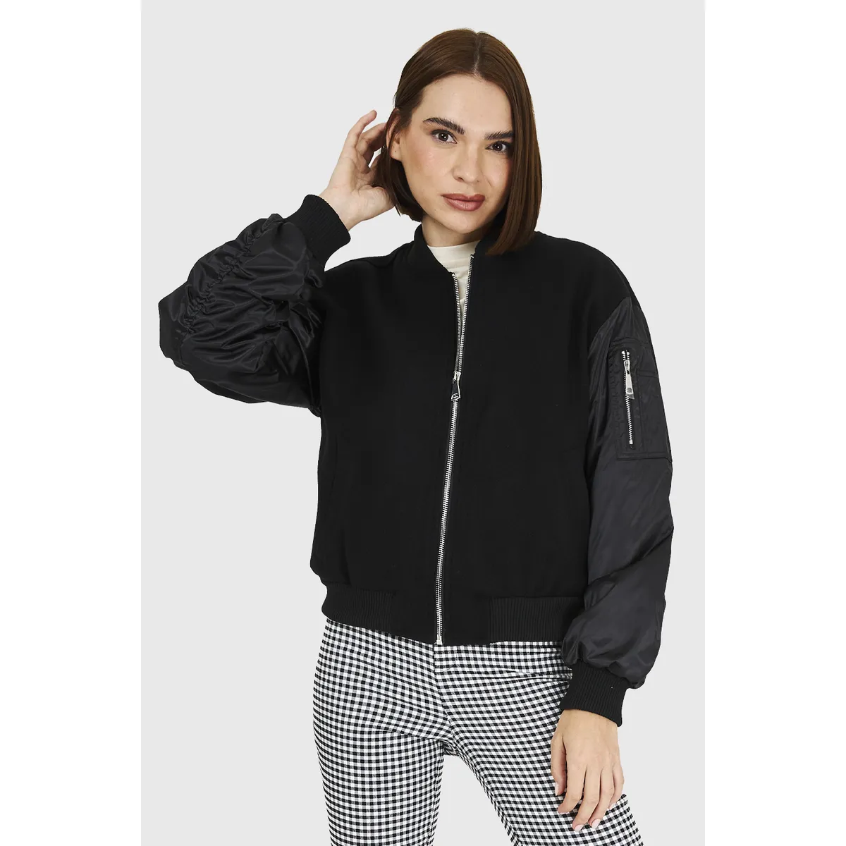 NICOPOLY - Bomber Tipo Lanilla Negro Nicopoly