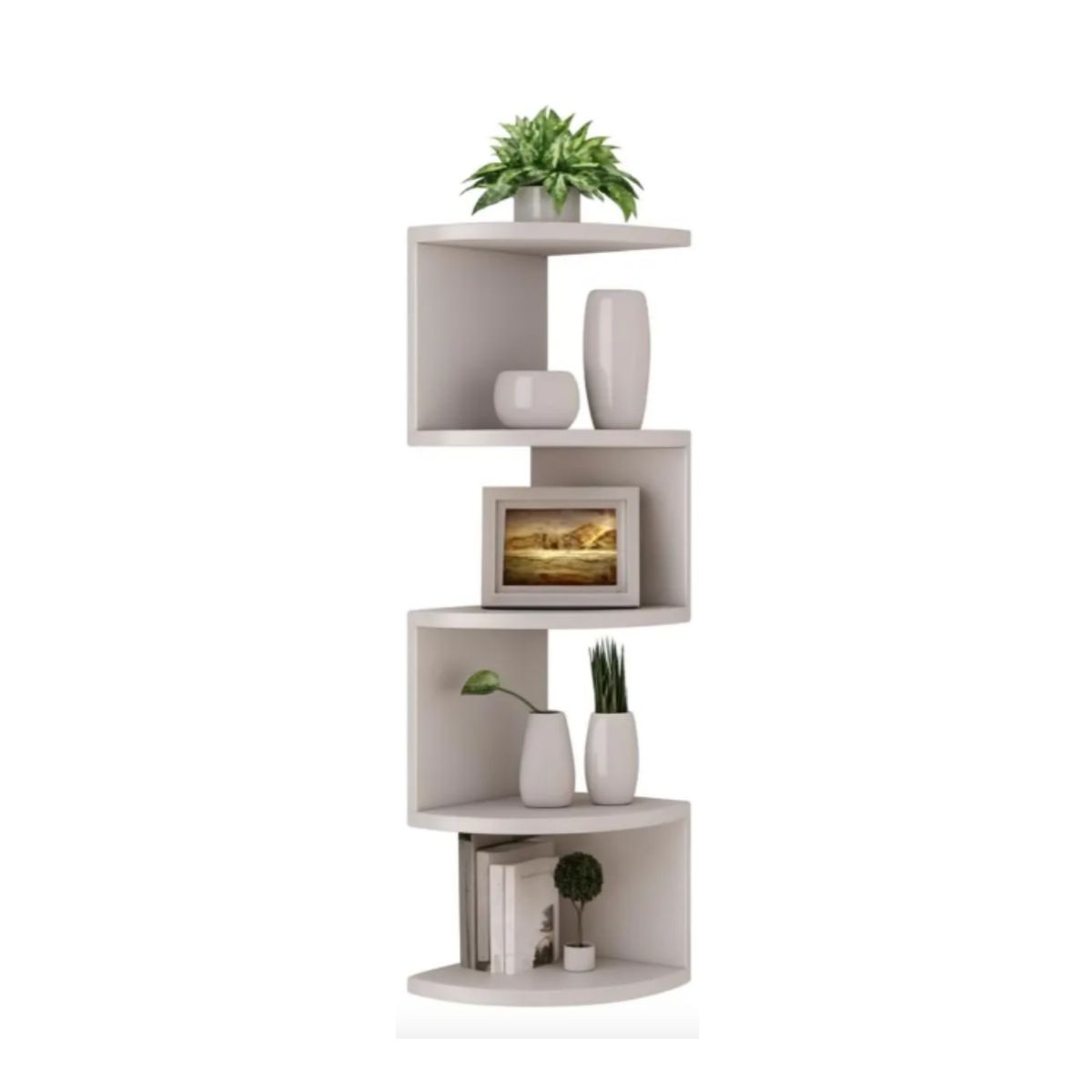 GENERICO - Esquinero Flotante De 5 Niveles De Pared Blanco Estante