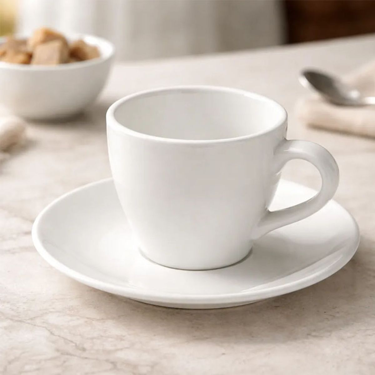 BRIC - Set De 4 Tazas Y Plato De Porcelana Cafe Y Te
