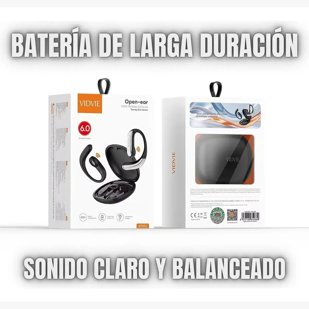 GENERICO - Audifonos Deportivos Oido Abierto Open Ear Bluetooth Negro Vidvie Bt892