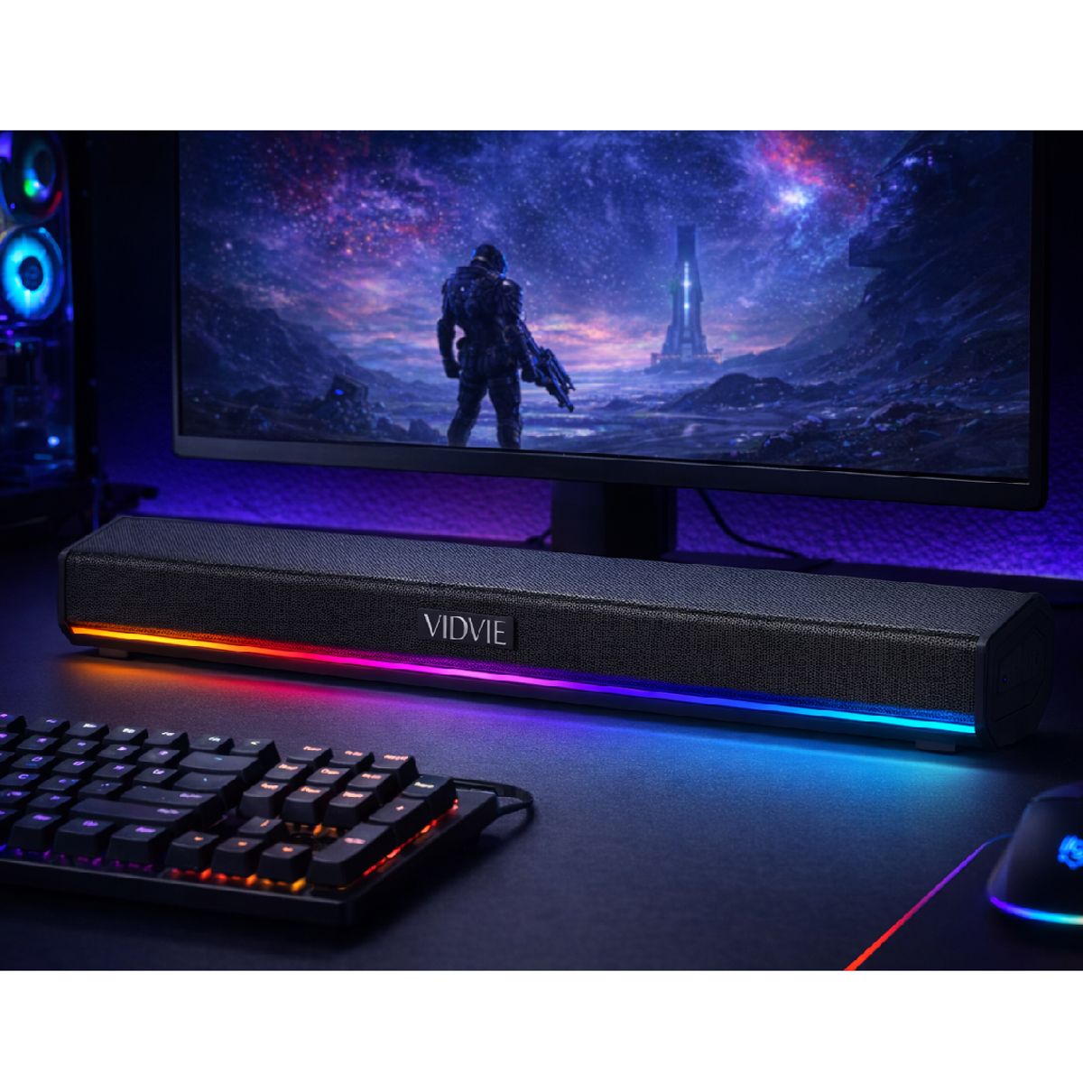 IRM - Barra Sonido Bluetooth VIDVIE 20W RGB Soundbar PC TV Gaming Escritorio Inalambrica Luz LED