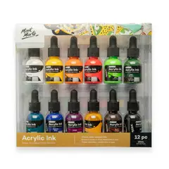 MONT MARTE - Set 12 Tintas Acrílicas para Aerógrafo y Pluma 20ml