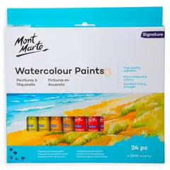 MONT MARTE - Set 24 Acuarelas Profesionales en Tubo 12ml