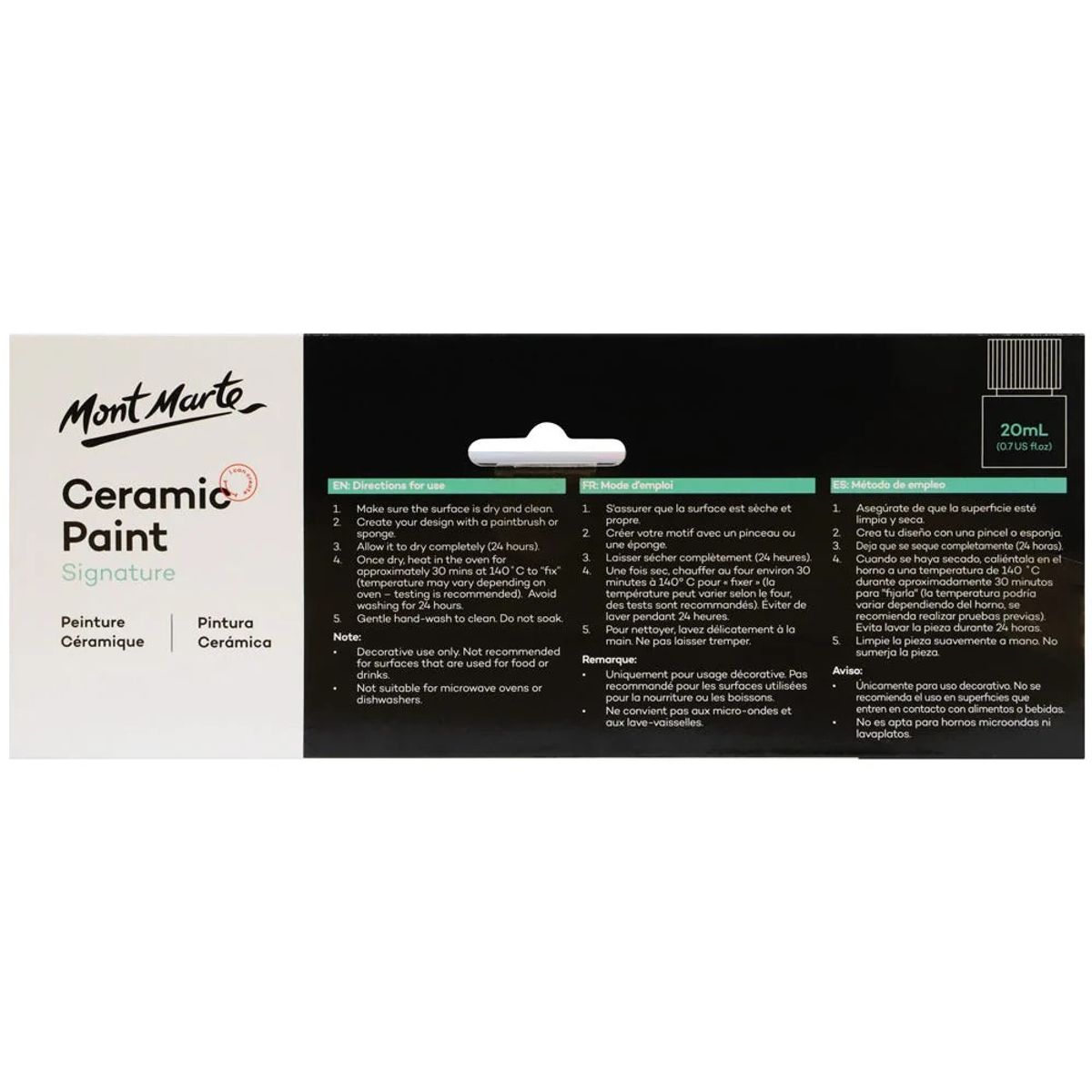 MONT MARTE - Mont Marte Set 6 Pinturas para Cerámica Colores Primarios 20ml