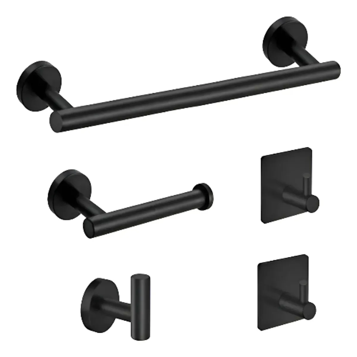 GENERICO - Set De 5 Accesorios De Baño Acero Inoxidable Negro
