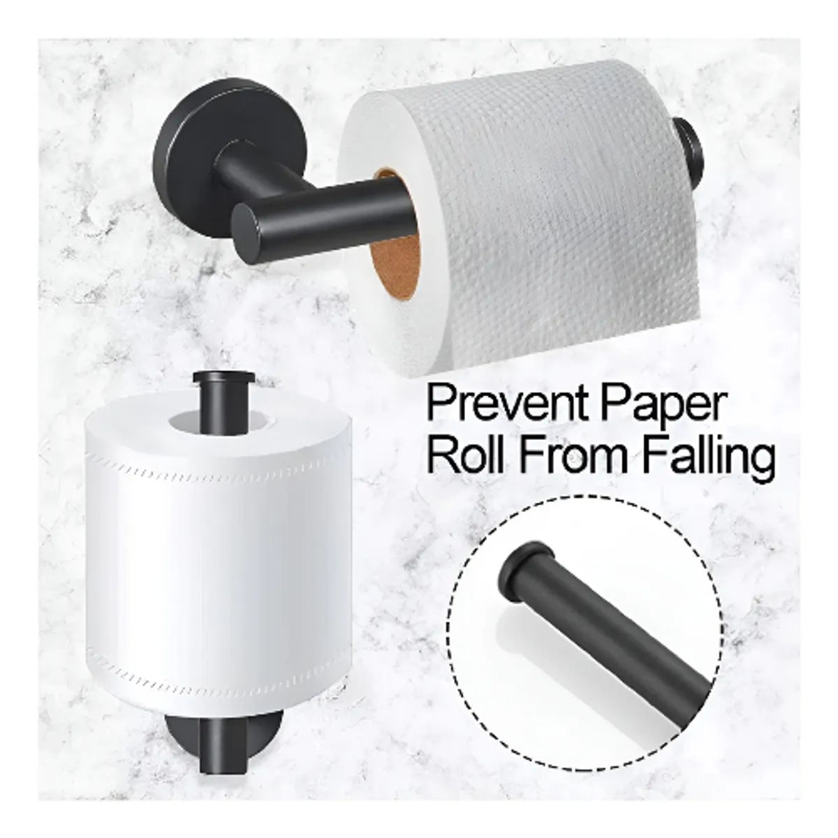 GENERICO - Set De 5 Accesorios De Baño Acero Inoxidable Negro