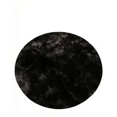 GENERICO - ALFOMBRA REDONDA PREMIUM  150CM X 150CM DECORATIVA COLOR NEGRO CON DETALLES EN BLANCO