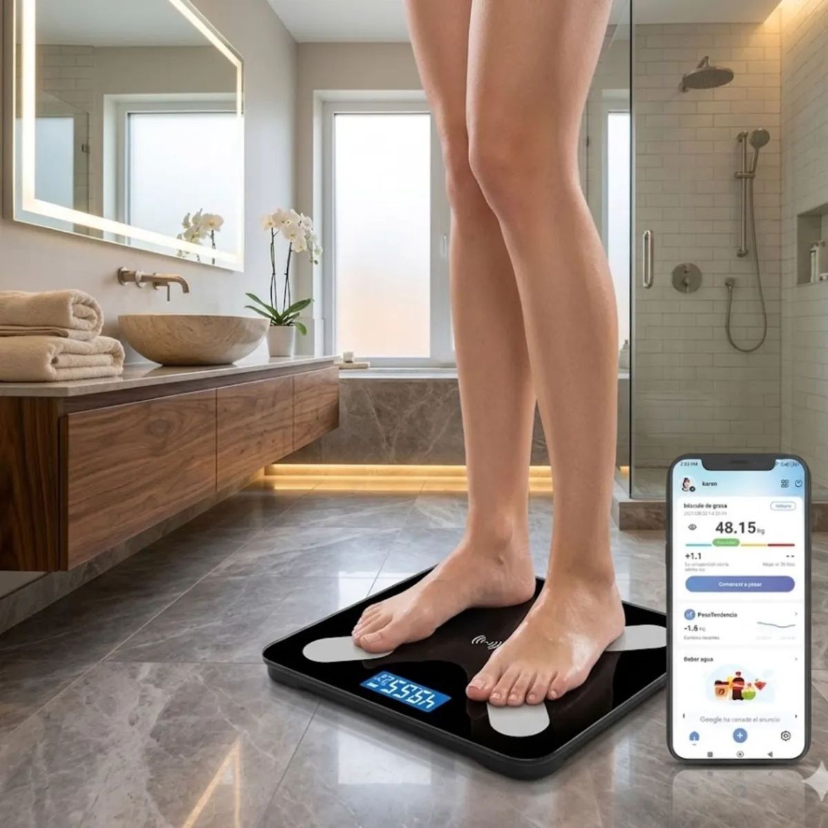 GENERICO - Balanza Pesa Digital Inteligente App Bluetooth Báscula Recargable