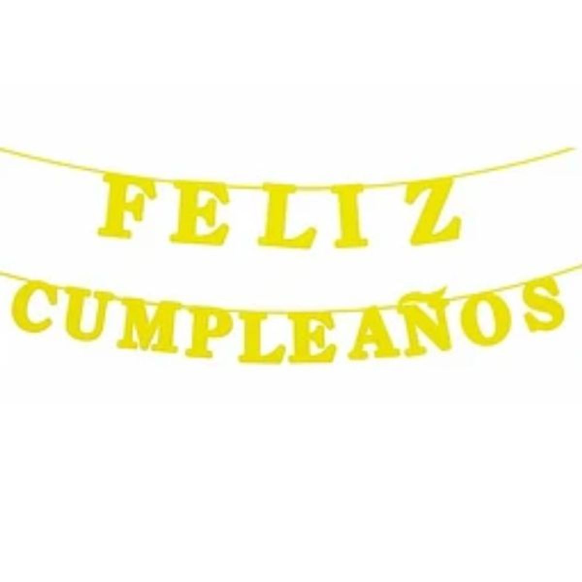 GENERICO - -Guirnalda feliz cumpleaños amarillo 15pcs 3m
